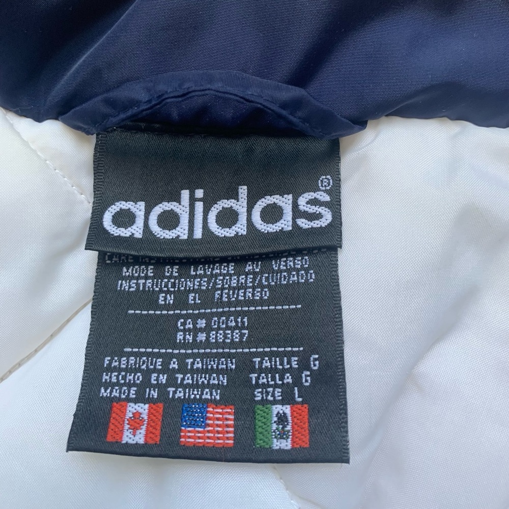 vintage 90’s Adidas bomber jacket coat blue white sz Large / Medium mens - Picture 8 of 12